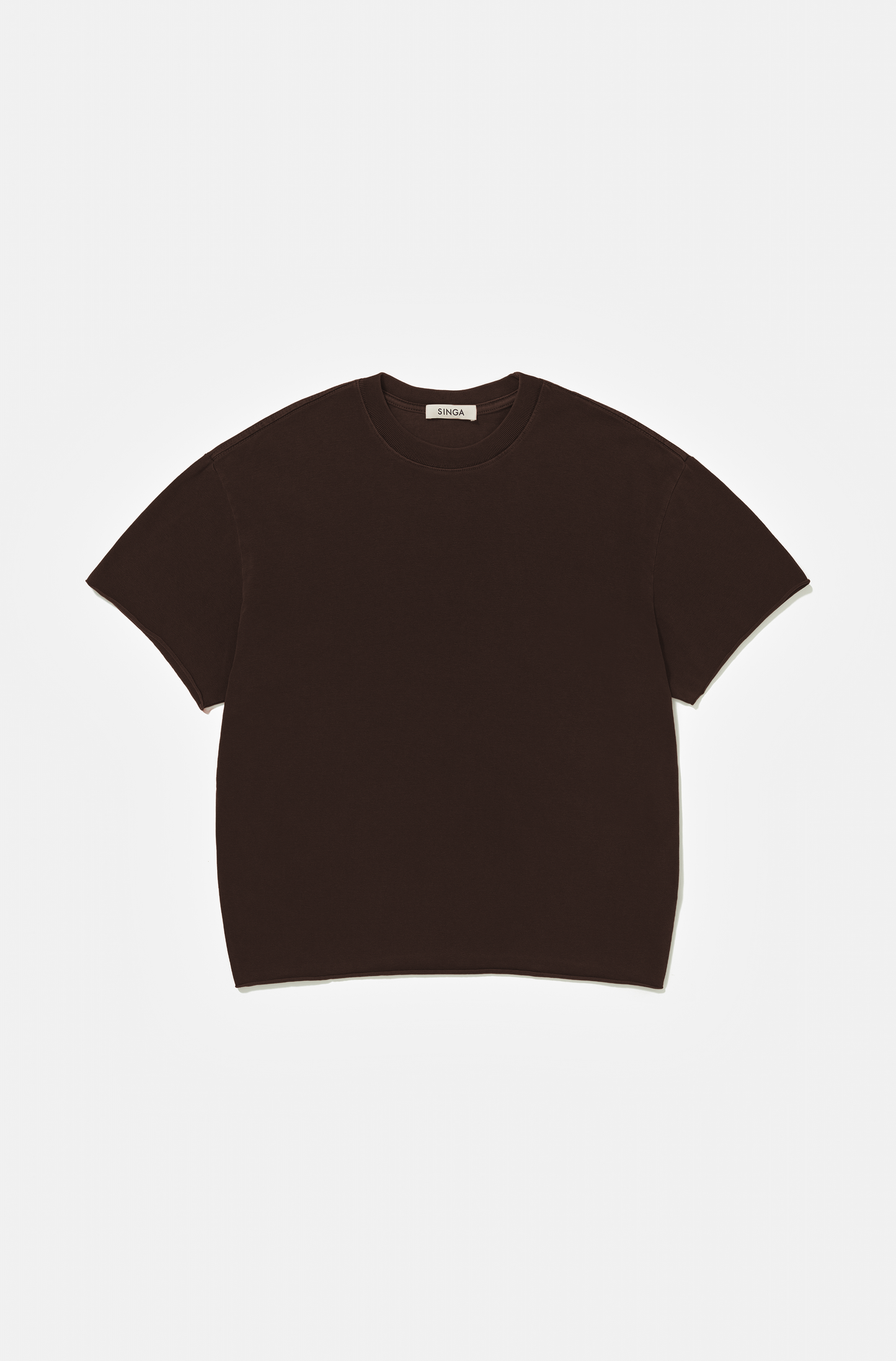Camiseta Boxy Regular Marrom Corte a Fio