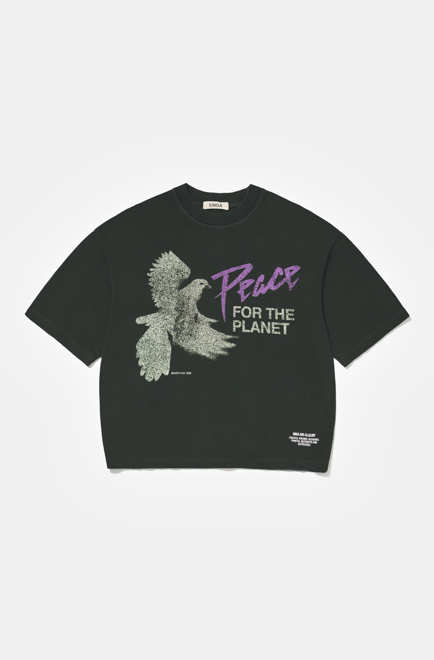 Camiseta Boxy Over SINGA x ALLGLORY For The Planet Preto Cationizado