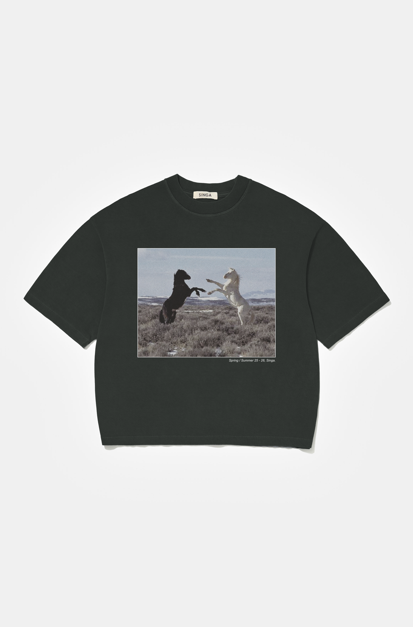 Camisetas Boxy Oversized Wild Horses Preta Cationizado – Singa